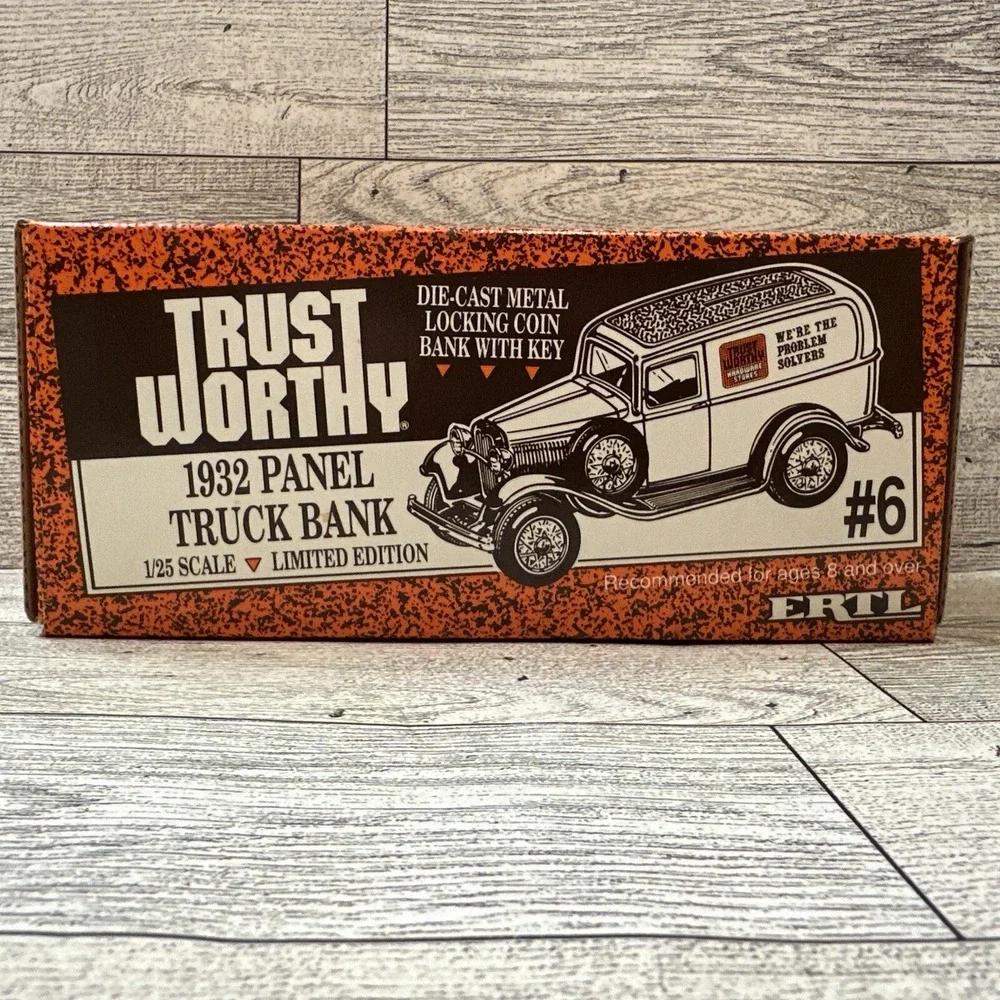 TRUST WORTHY 1932 Panel Truck Bank Die Cast Coin Bank‎ #9100 (1990) Ertl